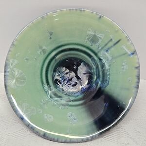 Bill Campbell Studio Art Pottery Flambeaux Crystalline Glaze Bowl Dish